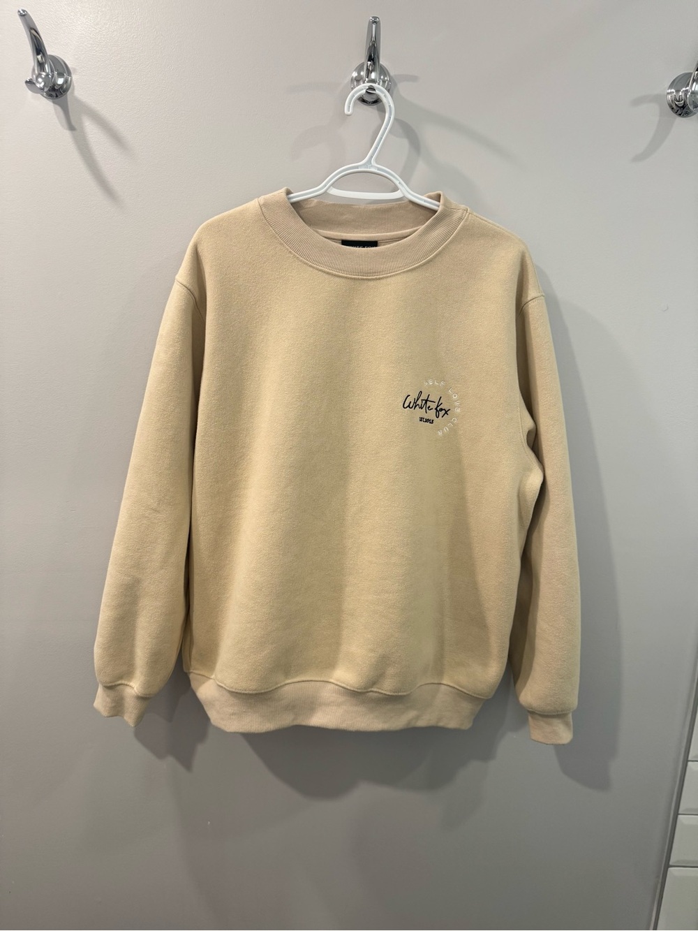 White Fox Oversized Beige Crewneck - Size S/M